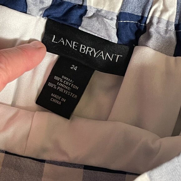 Lane Bryant Blue Gingham Capri Pants Size 24 | Fully Lined Pull-On - Picture 7 of 10